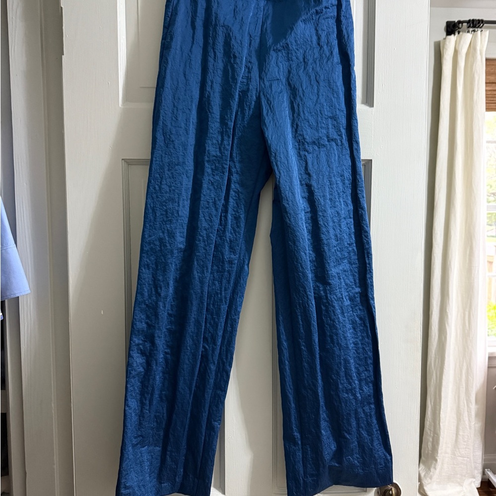Massimo Dutti Technical Limited Edition Shiny Blue Trousers 2 - Picture 3 of 5